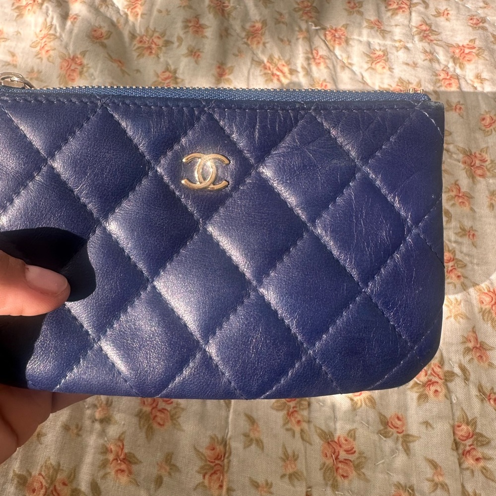 CHANEL Navy Fabric Pouch